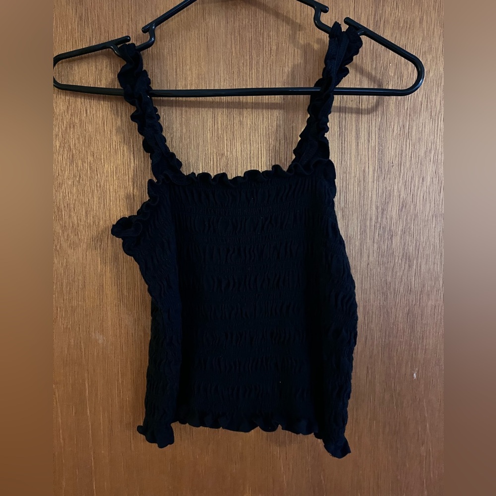 Old Navy Black Smocked Ruffle Strap Camisole